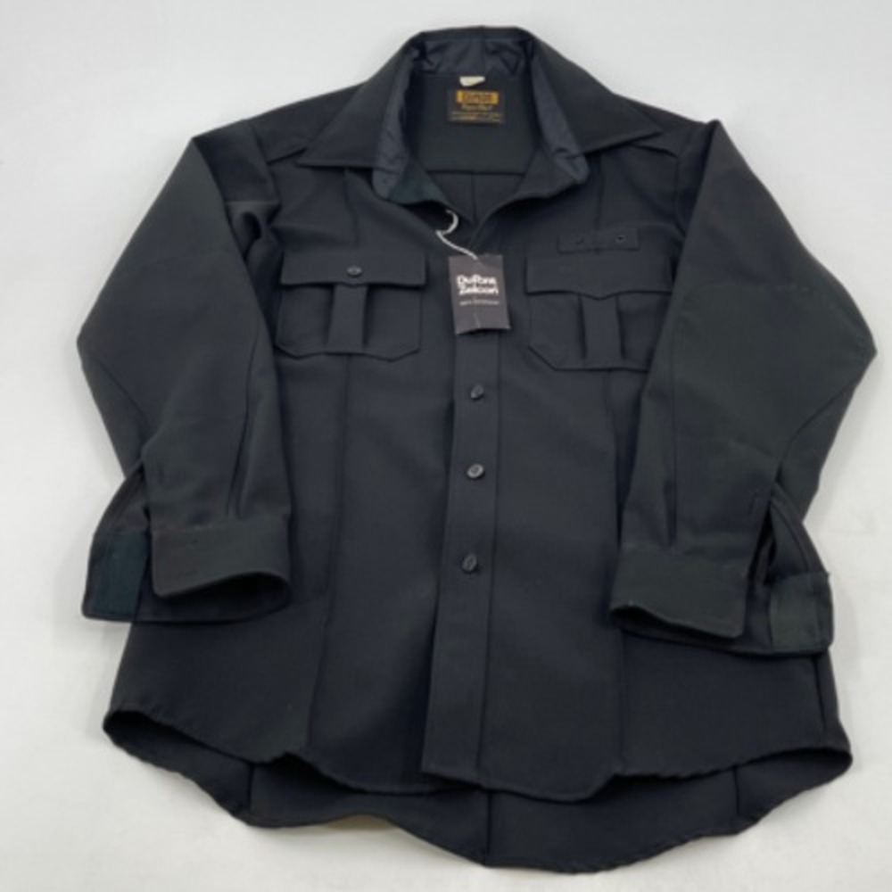 NEW Clifton Mens Shirt Black Dupont Zelcon Finish Long Sleeve Uniform 15.5‎